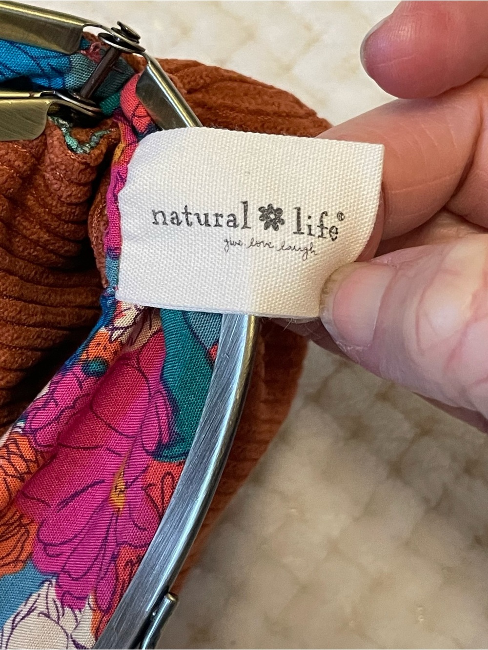 NATURAL LIFE Rust Embroidered Floral Kiss-Lock Clutch - Picture 5 of 6